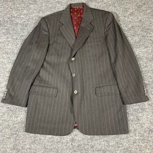 Tom James Innocenti Blazer Mens 42 Gray Striped Lined Hand Tailored Sports Coat
